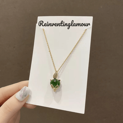 18k Gold Plated Green Charm Necklace (Stainless Steel)13 - Reinventing Glamour