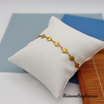 18k Gold Plated Heart Bracelet (Stainless Steel) 7 - Reinventing Glamour