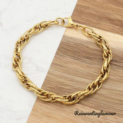 18k Gold Plated Link Bracelet (Stainless Steel) 4 - Reinventing Glamour