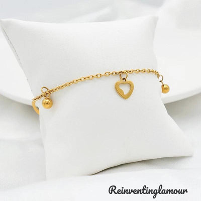 18k Gold Plated OPEN Heart Bracelet (Stainless Steel) 10 - Reinventing Glamour