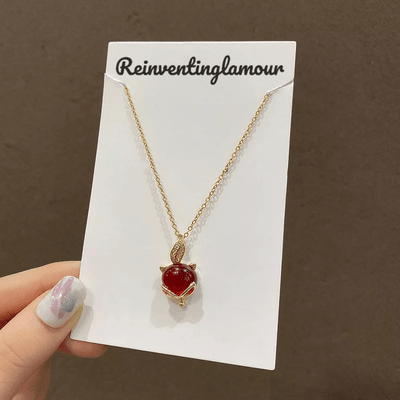 18k Gold Plated Red Charm Necklace (Stainless Steel) 18 - Reinventing Glamour