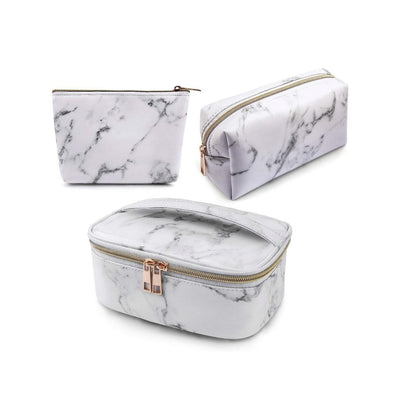 3 PIECE Marble Cosmetic bag - Reinventing Glamour