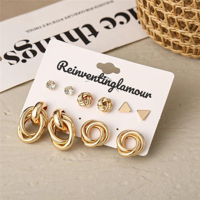 5 Piece Earring Stud Set - Reinventing Glamour