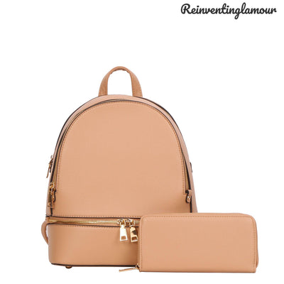 Beige “Minimalist” Backpack/Wallet Set - Reinventing Glamour