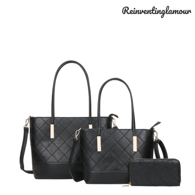 Black “Luxury” Tote 3 Piece Set - Reinventing Glamour