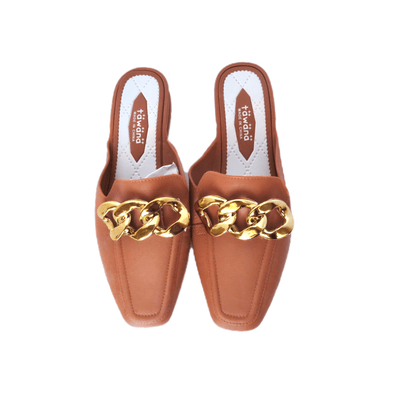 Brown “High Class” Chain Slides - Reinventing Glamour
