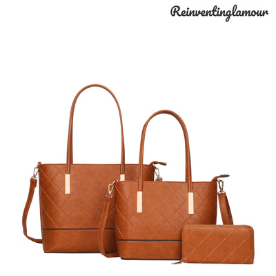 Brown “Luxury” Tote 3 Piece Set - Reinventing Glamour