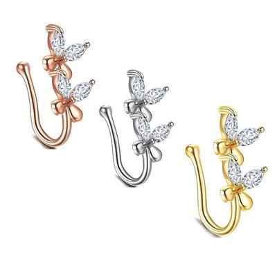 Fake Cuff Double Butterfly Nose Ring - Reinventing Glamour