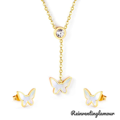 Gold Butterfly Necklace Set (Stainless Steel)1 - Reinventing Glamour