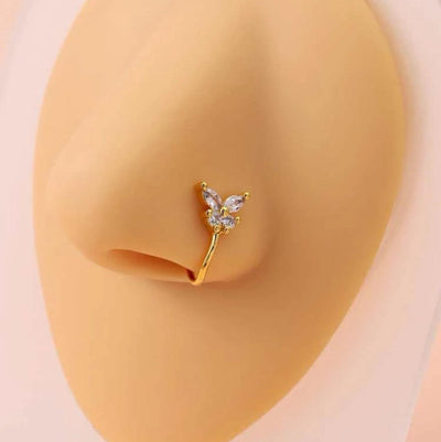 Gold Fake Cuff Butterfly Nose Ring - Reinventing Glamour