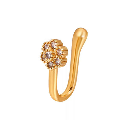 Gold Fake Cuff Flower Nose Ring - Reinventing Glamour