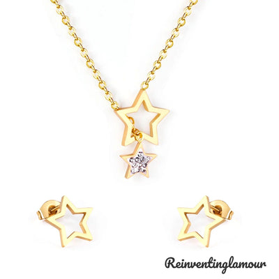 Gold Star Necklace Set (Stainless Steel)2 - Reinventing Glamour