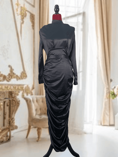 Satin Ruched Evening Dress - Reinventing Glamour