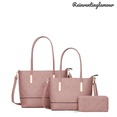 Pink “Luxury” Tote 3 Piece Set - Reinventing Glamour