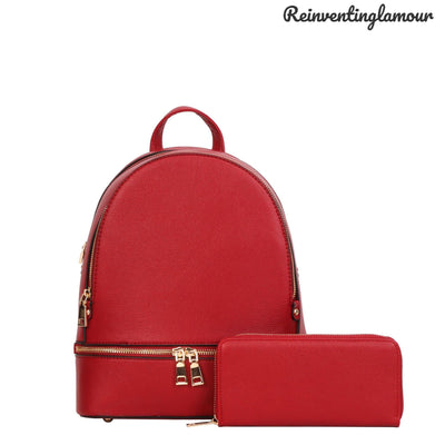 Red “Minimalist” Backpack/Wallet Set - Reinventing Glamour