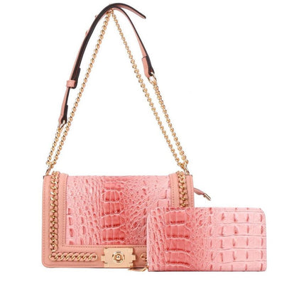 Rose “Classy Croc” Handbag & Wallet set - Reinventing Glamour