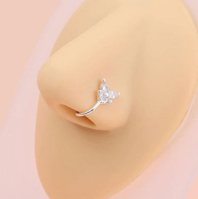 Silver Fake Cuff Butterfly Nose Ring - Reinventing Glamour