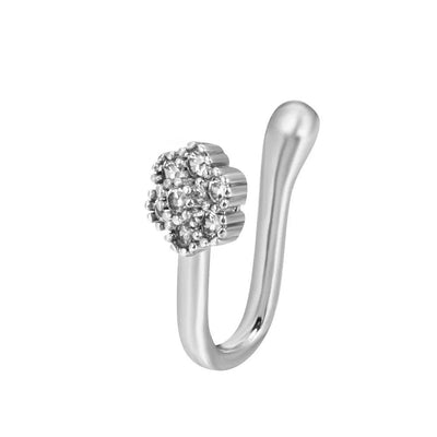 Silver Fake Cuff Flower Nose Ring - Reinventing Glamour