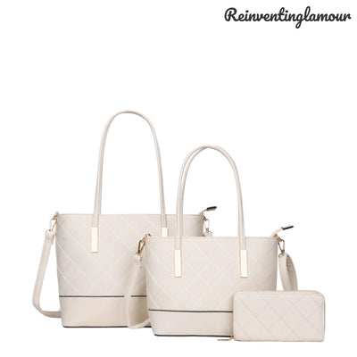 White “Luxury” Tote 3 Piece Set - Reinventing Glamour