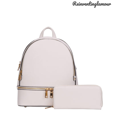 White “Minimalist” Backpack/Wallet Set - Reinventing Glamour